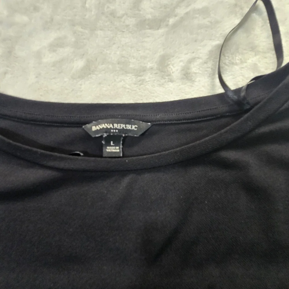 Banana Republic Women's Long Sleeve Top Size L Black Stretch Knit